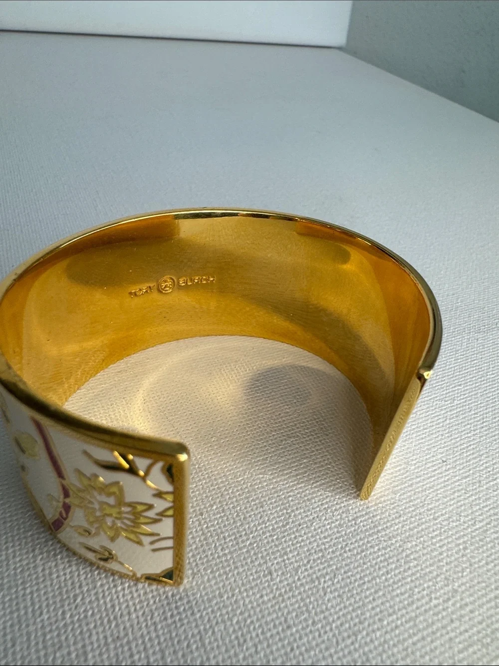 Tory Burch Floral Enamel Cuff Bangle 